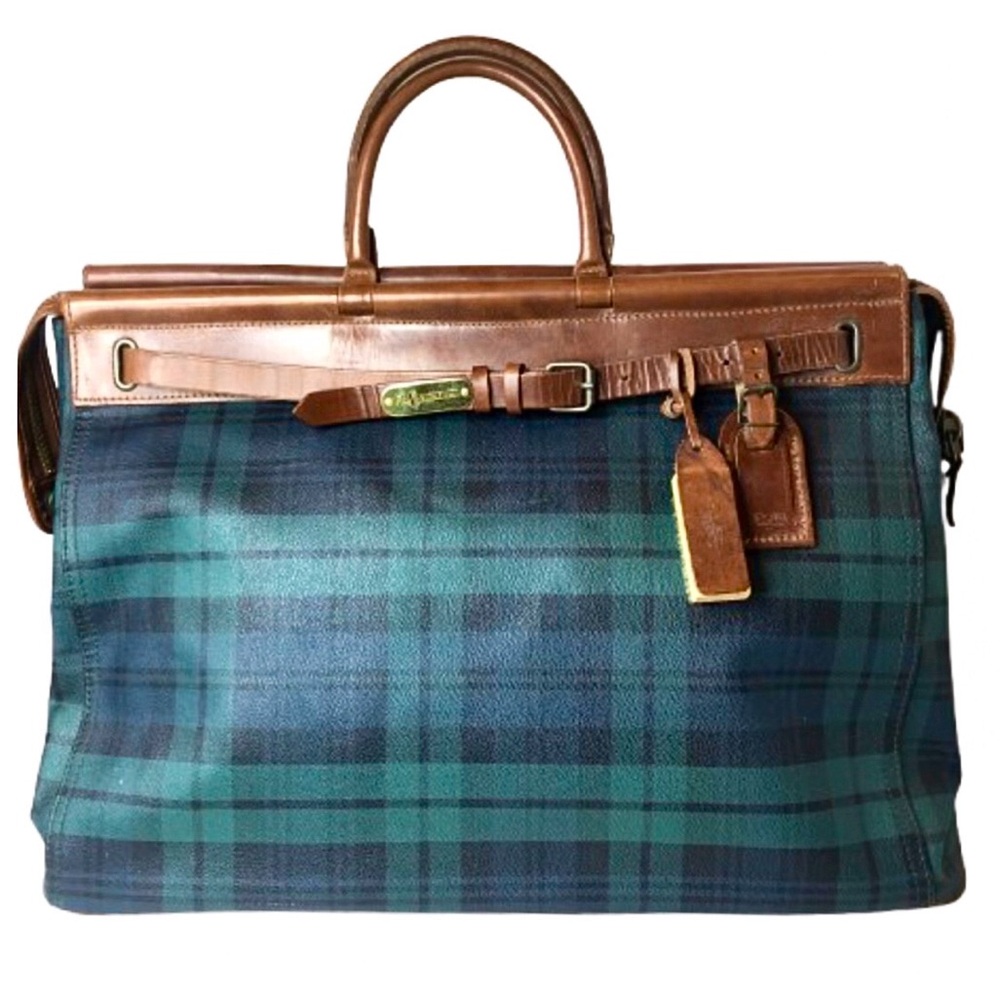 RALPH LAUREN Black Watch Tartan Plaid Overnight Weekend Travel Doctors Bag
